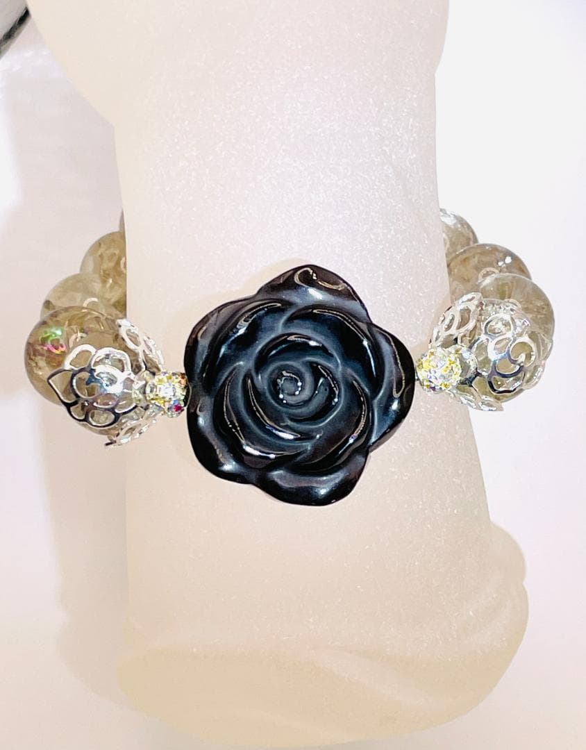 【薔薇(モリオン)/スモーキーアゼツライト】内径約16.5cm 浄化済み 442 goldstone_tera-morion12