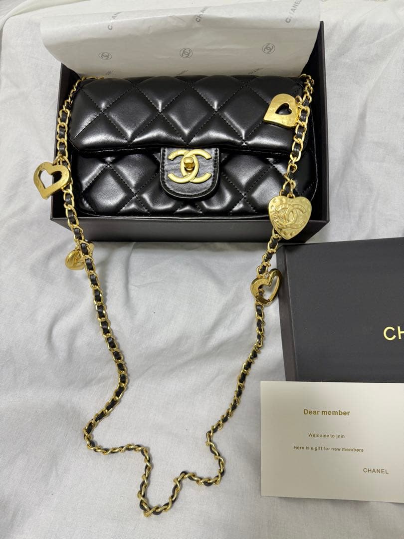 M*i様 CHANEL シャネル ノベルティ ハートチャーム チェーンショルダー CHANEL ショルダーバッグ ハートチャーム ノベルティ - メルカリ