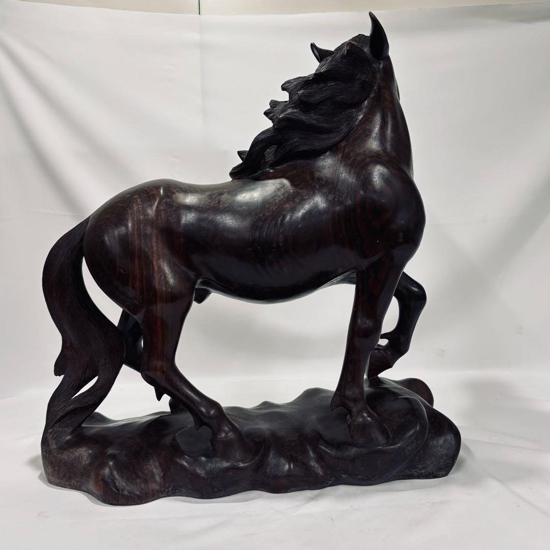 木彫り 彫刻 置物 馬 女性像 セット 約60cm アンティーク オブジェ