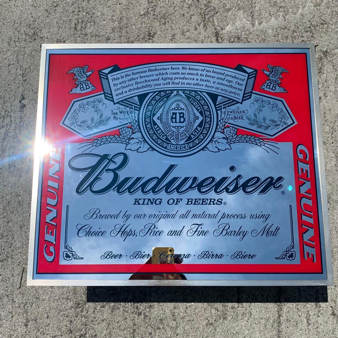 54×46cm　バドワイザー　パブミラー　Budweiser 鏡 パブミラー バーミラー 鏡 壁掛け バドワイザー ビールBudweiser（ pub