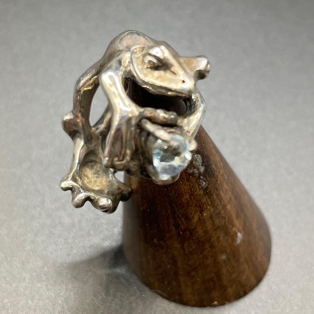 カエル シルバー925リング アクアマリン silver カエル かえる 蛙 リング 指輪 シルバー925 メンズ レディース r0857
