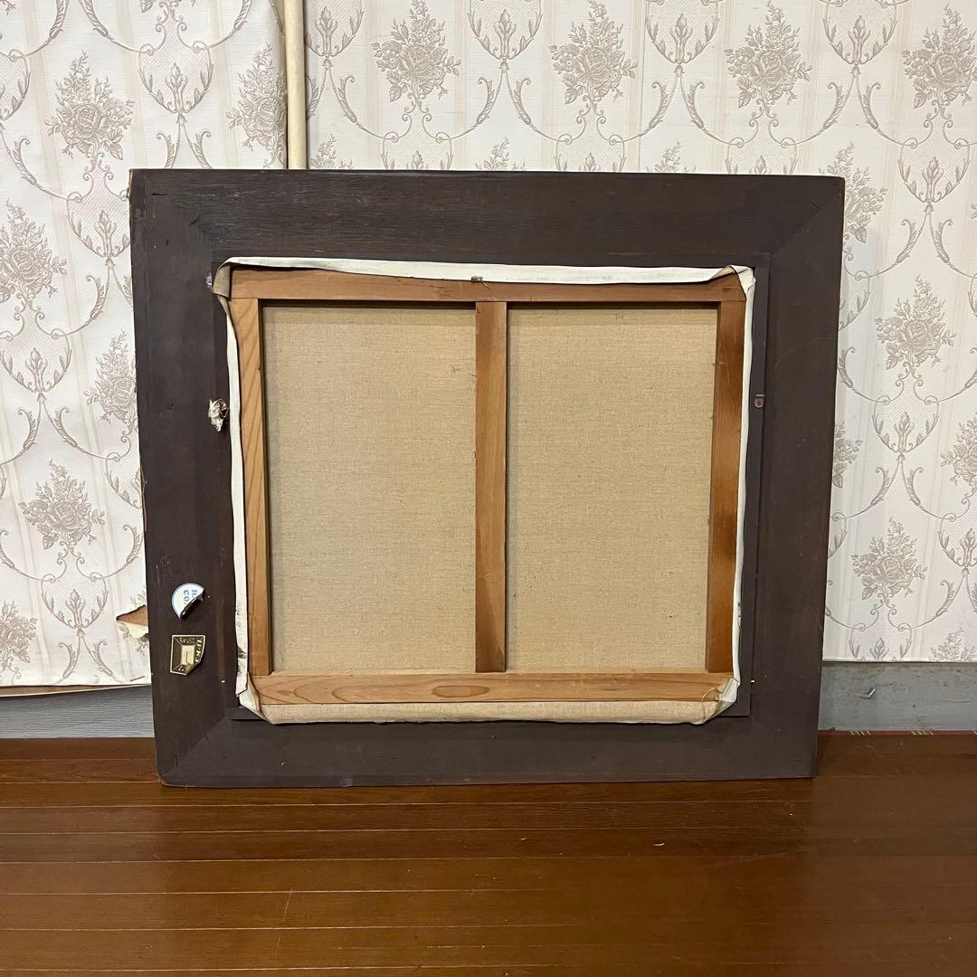 アンティーク】額装 額縁 絵画 油彩画 風景画 小川 森林 銘有り オブジェ