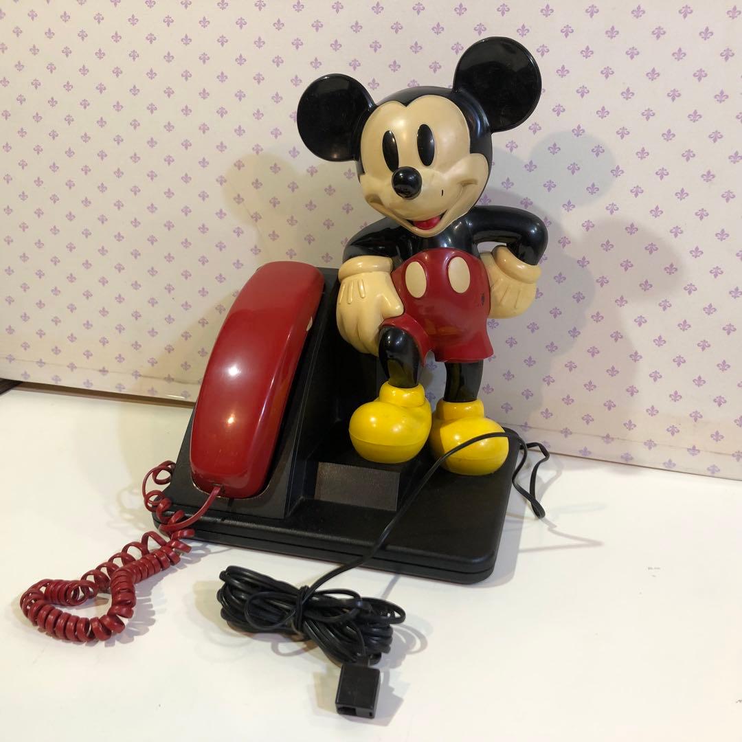 ミッキーマウス アンティーク電話 レトロ雑貨 ディズニー 電話機 動作