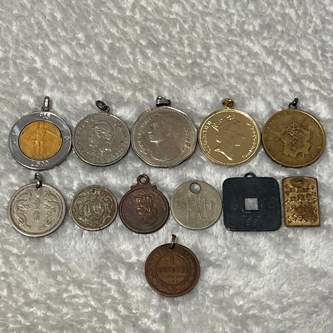 ネックレス 古銭 詳細不明 コレクション整理品 遺品整理 記念硬貨　まとめ コインネックレス 古銭 詳細不明 コレクション整理品 遺品整理 記念