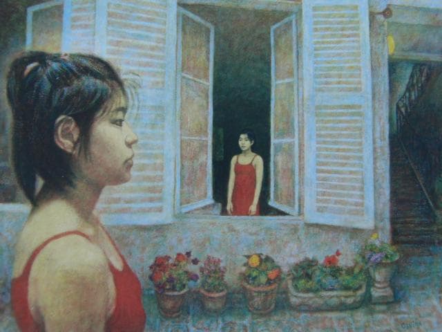 大島誠、【Junwa】、希少な画集画、新品高級額・額装付