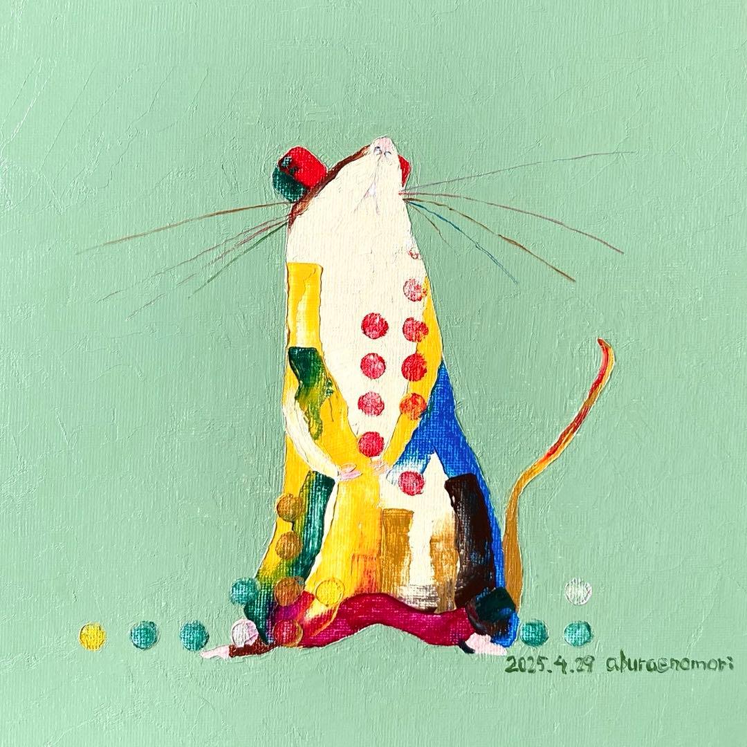 油絵　ネズミ efbafe8248b90a1bb33c416cb26ab9