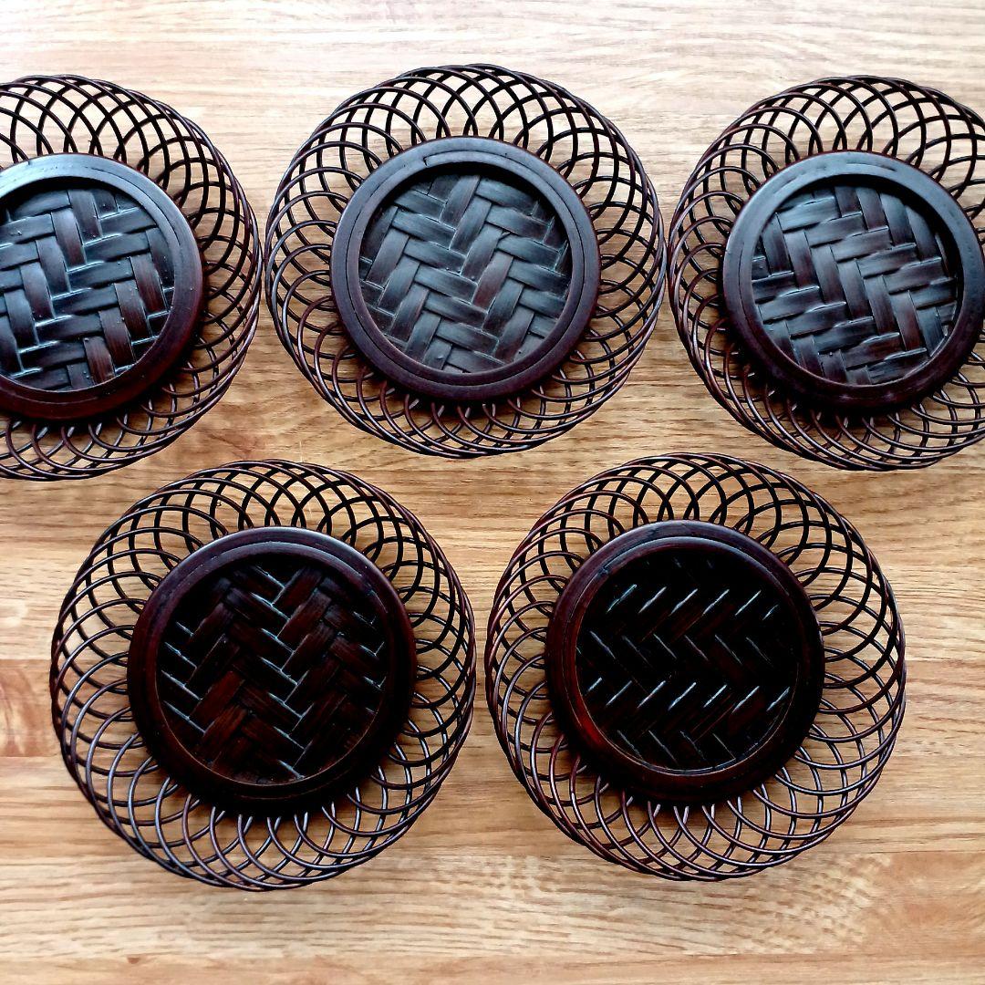 未使用品 夏用 竹茶托 駿河「竹千筋細工」5枚 伝統工芸品 - メルカリ