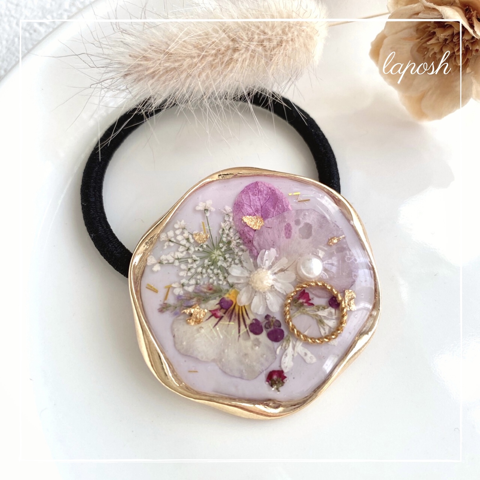 再販受注制作】🤍レジンヘアゴム 大ぶり 大人気 ラベンダー パープル